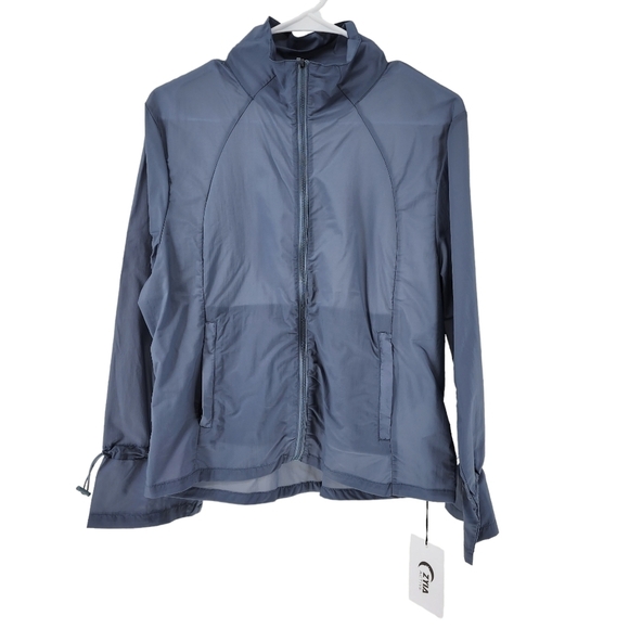 COPY - Zyia Active Women's Gray Drawstring Windbreaker - Picture 2 of 5